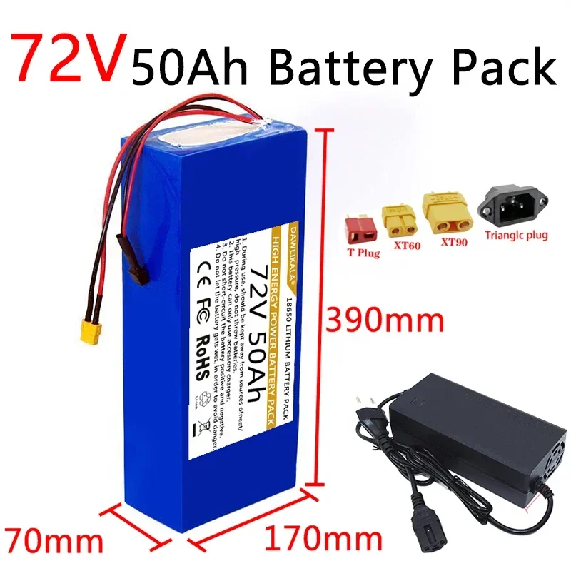 60V 30Ah Electric Scooter Battery - 72V 18650 Akkupack 50Ah Hochleistungsfähig mit