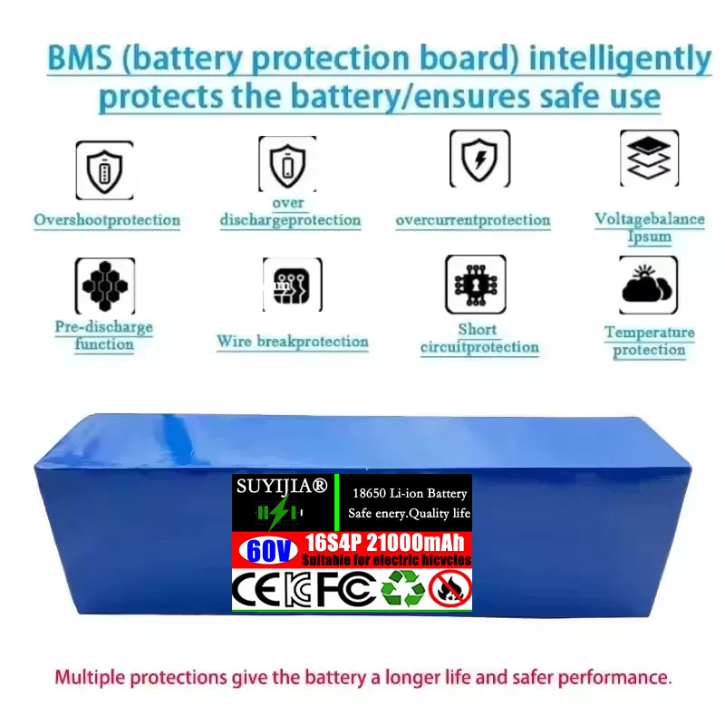 60 V 21 Ah neuer 18650 16S4P 1 – 60V 30Ah Electric Scooter Battery Bewertung und Preis