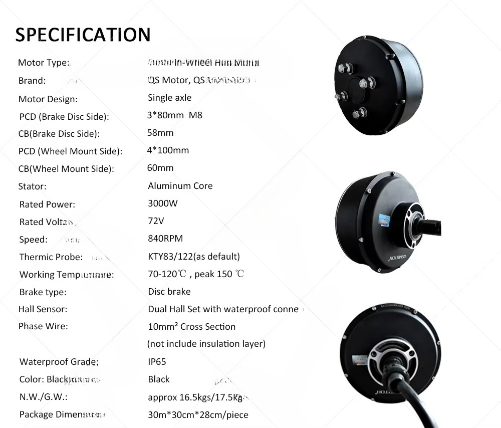 QSMOTOR 205 3000 W V3 Bürstenl – Electric Motorcycle Conversion Kit 72V Bewertung und Preis